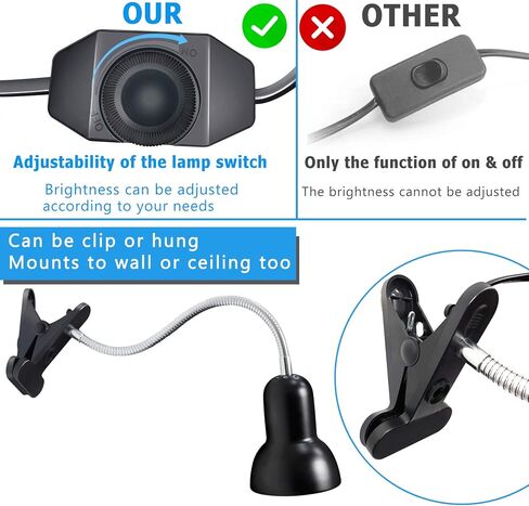 Reptile Heat Lamp, UVA UVB Reptile Light Basking Spot Lamp, Turtle Aquarium Tank Heating Lamps Holder & Switch Fixture for Aquatic Turtles Tortoise Snake Lizards Terrarium Amphibian with 3 Heat Bulbs in Kuwait