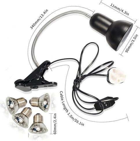 Reptile Heat Lamp, UVA UVB Reptile Light Basking Spot Lamp, Turtle Aquarium Tank Heating Lamps Holder & Switch Fixture for Aquatic Turtles Tortoise Snake Lizards Terrarium Amphibian with 3 Heat Bulbs in Kuwait