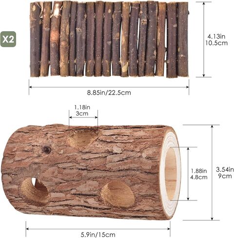 بيساب 3 قطع من العاب الهامستر، جسر سلم خشبي لخنزير غينيا الطبيعي، مخبأ جذع شجرة مجوف، مخبأ للهامستر السوري القزم والفئران والجربوع والشنشيلة، اكسسوارات قفص التسلق in Kuwait