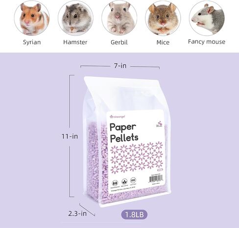 Niteangel الهامستر ورقة الكريات الفراش 1.8LB / 850g الفراش Aninam الصغيرة للهامستر القزم السوري الجربوع الفئران الفأر Lemming Degus أو غيرها من الحيوانات الأليفة الصغيرة الحجم (الأرجواني) in Kuwait
