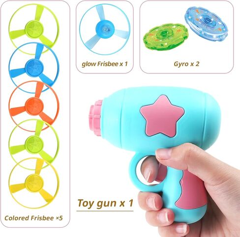 PAKESI Cat Fetch Toy with Colorful Flying Propellers Set,Enhance Kitten Training, Hunting Skills, and Interactive Chasing Fun (5 Regular Flying Discs, 1 Illuminated Flying Disc, 2 Gyro Discs) in Kuwait