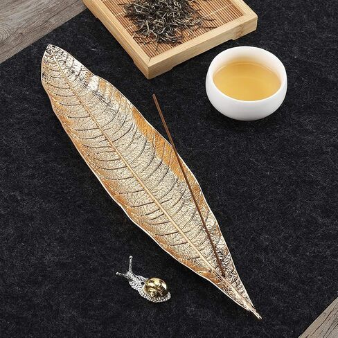 Accmor Incense Holder Set, Leaf and Snail Incense Burner, Incense Ash Catcher, Incense Sticks Holder for Counters, Meditation Room, Yoga, Home, Office, Red Copper in Saudi Arabia