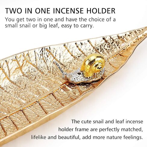 Accmor Incense Holder Set, Leaf and Snail Incense Burner, Incense Ash Catcher, Incense Sticks Holder for Counters, Meditation Room, Yoga, Home, Office, Red Copper in Saudi Arabia