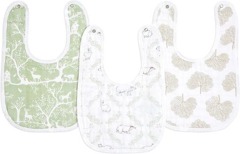 aden + anais Snap Baby Bib, 100% Cotton Muslin, 3 Layer Burp Cloth, Super Soft & Absorbent for Infants, Newborns and Toddlers, Adjustable with Snaps, 3 Pack, Rising Star in Saudi Arabia