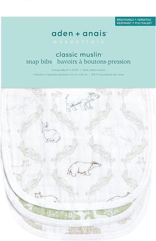 aden + anais Snap Baby Bib, 100% Cotton Muslin, 3 Layer Burp Cloth, Super Soft & Absorbent for Infants, Newborns and Toddlers, Adjustable with Snaps, 3 Pack, Rising Star in Saudi Arabia