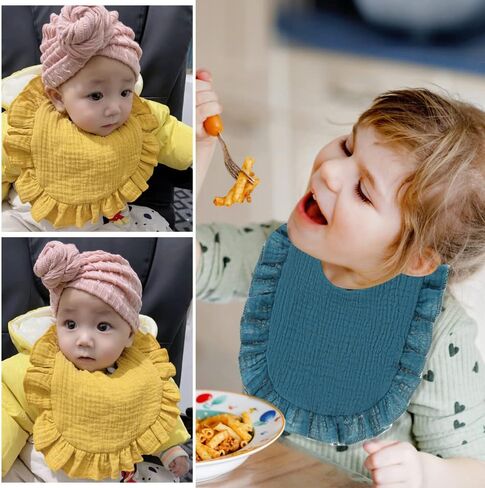 مرايل اطفال من الموسلين مكونة من 8 قطع من القطن للجنسين الاولاد والبنات، مجموعة من 8 الوان سادة للتسنين وسيلان اللعاب, ألوان موحدة., One Size in Kuwait