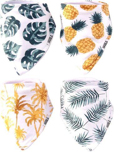 مريلة أطفال من ستاديلا قابلة للتعديل لسيلان اللعاب ولحضانة التسنين، 4 عبوات للجنسين مجموعة هدايا استحمام الطفل للبنات والأولاد - بالم تروبيكال ليف هاواي تزلج على الشاطئ في الصيف in Kuwait