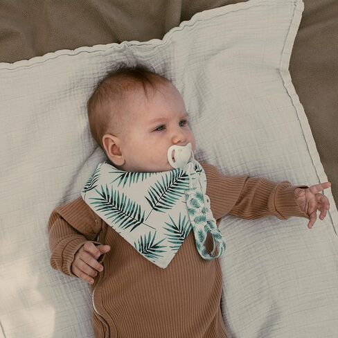 مريلة أطفال من ستاديلا قابلة للتعديل لسيلان اللعاب ولحضانة التسنين، 4 عبوات للجنسين مجموعة هدايا استحمام الطفل للبنات والأولاد - بالم تروبيكال ليف هاواي تزلج على الشاطئ في الصيف in Kuwait