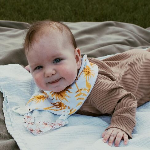 مريلة أطفال من ستاديلا قابلة للتعديل لسيلان اللعاب ولحضانة التسنين، 4 عبوات للجنسين مجموعة هدايا استحمام الطفل للبنات والأولاد - بالم تروبيكال ليف هاواي تزلج على الشاطئ في الصيف in Kuwait