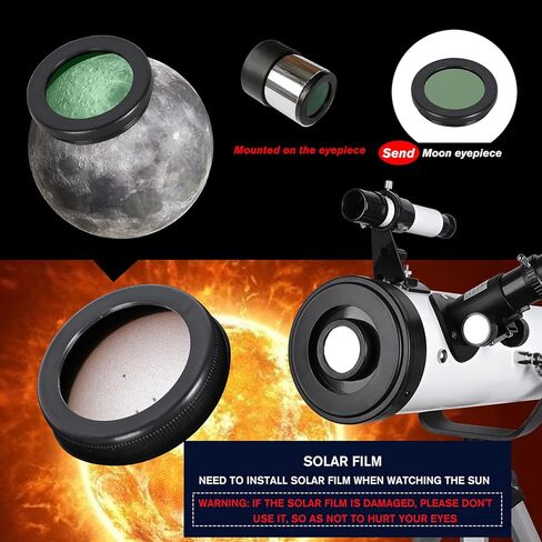 اتش اس ال تلسكوبات عاكسة 76700 للبالغين والمحترفين في علم الفلك، تلسكوبات للمبتدئين والاطفال بفتحة 8-12.76 ملم بطول بؤري 700 ملم مع فلتر محول ثلاثي القوائم 4 ملم 12.5 ملم 20 ملم عدسة 1.5X 5X in Kuwait