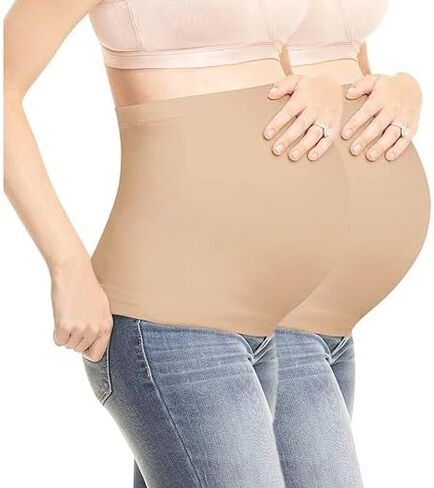 Hanes Women's Seamless Moisture Wicking Stomach Support 2 Pack Belly Band, Nude, L/XL in Saudi Arabia