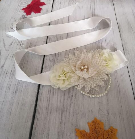 Oyabridal Women Sash Belts for Dresses Flower Sash Belts for Women Wedding Pearl Sash Belt for Dress Baby Shower Sash in Kuwait