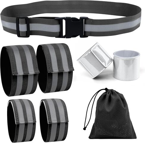 أشرطة عاكسة للضوء عالية الوضوح من فانمور للمعصم والذراع والكاحل والساق. معدات الجري العاكسة للرجال والنساء، أساور أشرطة عاكسة للسلامة للجري الليلي وركوب الدراجات والمشي in Kuwait