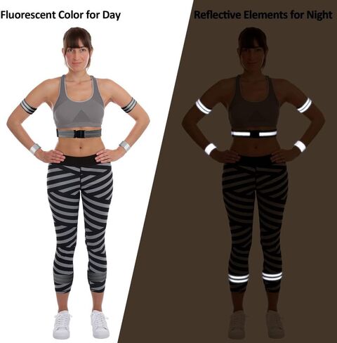 أشرطة عاكسة للضوء عالية الوضوح من فانمور للمعصم والذراع والكاحل والساق. معدات الجري العاكسة للرجال والنساء، أساور أشرطة عاكسة للسلامة للجري الليلي وركوب الدراجات والمشي in Kuwait