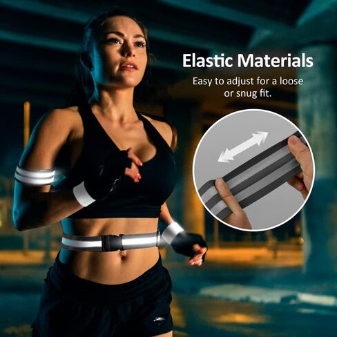 أشرطة عاكسة للضوء عالية الوضوح من فانمور للمعصم والذراع والكاحل والساق. معدات الجري العاكسة للرجال والنساء، أساور أشرطة عاكسة للسلامة للجري الليلي وركوب الدراجات والمشي in Kuwait