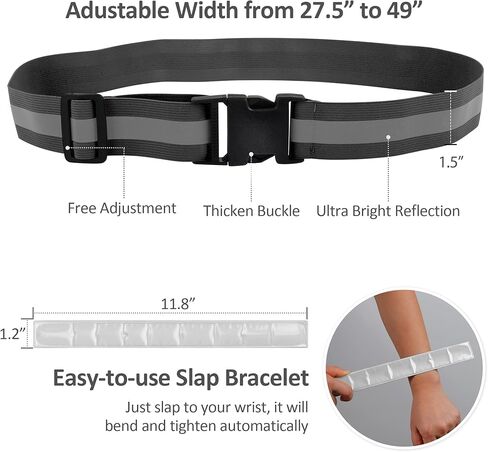 أشرطة عاكسة للضوء عالية الوضوح من فانمور للمعصم والذراع والكاحل والساق. معدات الجري العاكسة للرجال والنساء، أساور أشرطة عاكسة للسلامة للجري الليلي وركوب الدراجات والمشي in Kuwait
