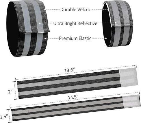 أشرطة عاكسة للضوء عالية الوضوح من فانمور للمعصم والذراع والكاحل والساق. معدات الجري العاكسة للرجال والنساء، أساور أشرطة عاكسة للسلامة للجري الليلي وركوب الدراجات والمشي in Kuwait