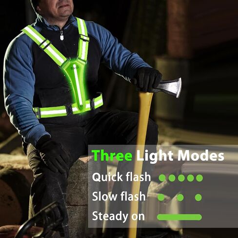 سترة عاكسة LED للمشي ليلاً، سترة جري قابلة لإعادة الشحن عبر USB مع عبوتين من أحزمة الذراع العاكسة، معدات الجري الليلية عالية الوضوح وأضواء الجري القابلة للتعديل للعدائين وراكبي الدراجات in Kuwait