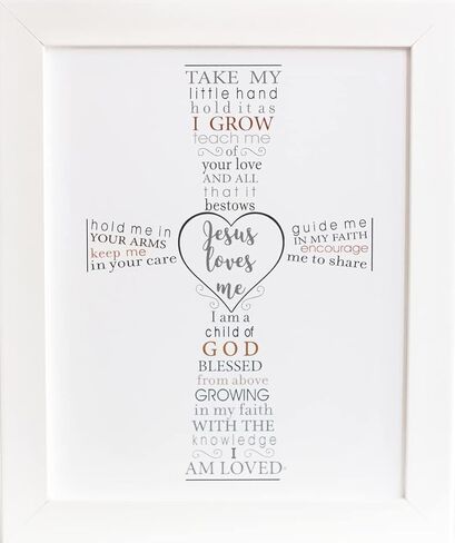 Jesus Loves Me Frame for Baby's Baptism, Dedication or Christening - Made in USA Frame - Gift for Granddaughter/Grandson/Godson/Godaughter on Christening, Baptism, Dedication (Silver - Personalized) in Kuwait