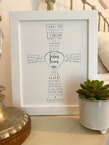 Jesus Loves Me Frame for Baby's Baptism, Dedication or Christening - Made in USA Frame - Gift for Granddaughter/Grandson/Godson/Godaughter on Christening, Baptism, Dedication (Silver - Personalized) in Kuwait