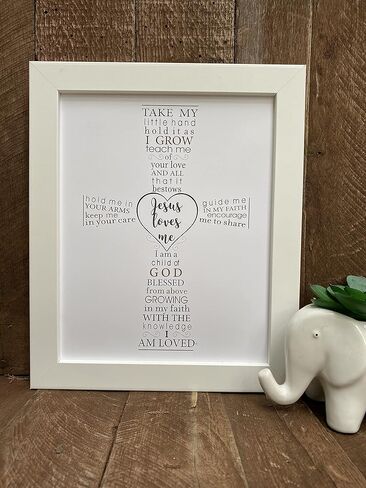 Jesus Loves Me Frame for Baby's Baptism, Dedication or Christening - Made in USA Frame - Gift for Granddaughter/Grandson/Godson/Godaughter on Christening, Baptism, Dedication (Silver - Personalized) in Kuwait