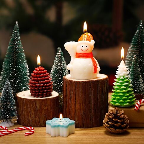 MTLEE 8 Pcs Christmas Candle Christmas Scented Candles Gifts Pine Scented Candles Christmas Tree Soy Wax Candles Cute Aromatherapy Candles for Christmas Holiday New Year Decoration (Classic) in Saudi Arabia