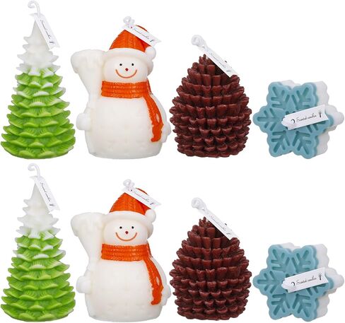 MTLEE 8 Pcs Christmas Candle Christmas Scented Candles Gifts Pine Scented Candles Christmas Tree Soy Wax Candles Cute Aromatherapy Candles for Christmas Holiday New Year Decoration (Classic) in Saudi Arabia