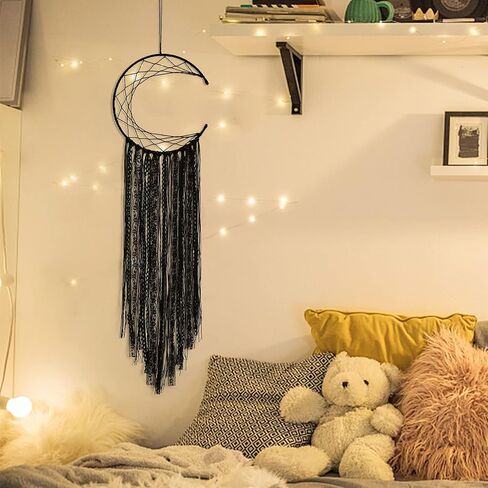 LOMOHOO Dream Catcher Black Moon Handmade Traditional Large Dream Catcher Wall Hanging Home Decoration Ornament Decor Craft Gift(Black Moon) in Kuwait