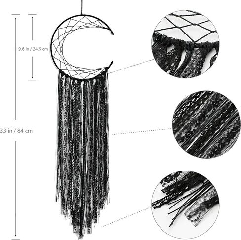 LOMOHOO Dream Catcher Black Moon Handmade Traditional Large Dream Catcher Wall Hanging Home Decoration Ornament Decor Craft Gift(Black Moon) in Kuwait