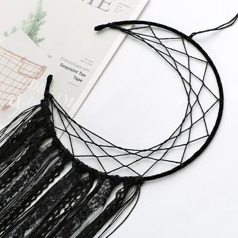 LOMOHOO Dream Catcher Black Moon Handmade Traditional Large Dream Catcher Wall Hanging Home Decoration Ornament Decor Craft Gift(Black Moon) in Kuwait
