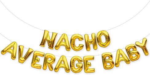 PartyForever NACHO AVERAGE BABY Balloons Banner Gold Baby Shower Party Decorations Sign in Kuwait