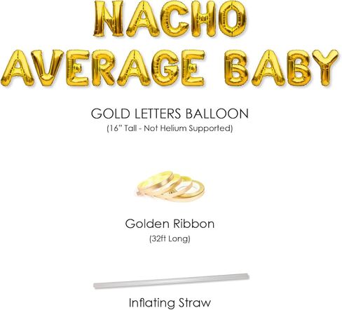 PartyForever NACHO AVERAGE BABY Balloons Banner Gold Baby Shower Party Decorations Sign in Kuwait