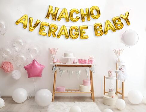 PartyForever NACHO AVERAGE BABY Balloons Banner Gold Baby Shower Party Decorations Sign in Kuwait