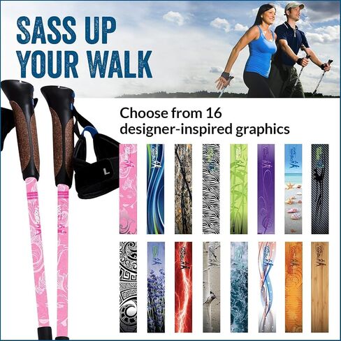 Nordic Walking Poles - True Classic Nordic Glove Grips, Lightweight, Adjustable, and Collapsible -2 Pieces w/flip Locks, Detachable Feet and Travel Bag by York Nordic in Saudi Arabia