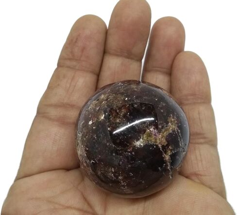 WholesaleGemShop Natural Garnet 40-45 mm Ball Sphere Gemstone A+ Hand Carved Crystal Altar Healing Devotional Focus Spiritual Chakra Cleansing Metaphysical Gift Men Women in Kuwait