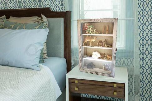 WANLIAN Shadow Box Frame with Acrylic 11x16“ Wooden Shadow Box Display Case with 3 Detachable Shelves & Linen Back, Wall-Mounted Deep Display Box Picture Frame for Photos Memorabilia (Carbonized) in Kuwait