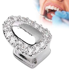 Grillz Single Tooth, Hip Hop Teeth Bling Teeth Accessory Decoration for Teeth Rapper Costume Cosplay, Halloween Party Hip Hop Show Accessories Teeth Grills