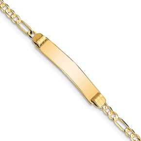 Avariah Solid 14k Yellow Gold Figaro ID Bracelet Chain Anklet Bracelet - 7" 8"