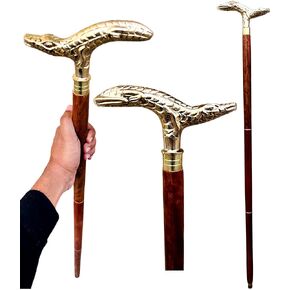 Solid Brass Handle Walking Cane Handmade Stick | Solid Wood Strong Beautiful Wood Cane