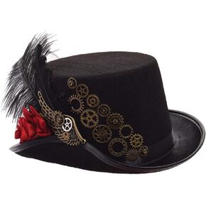 GRACEART Unisex Steampunk Top Hats with Goggles for Women Men