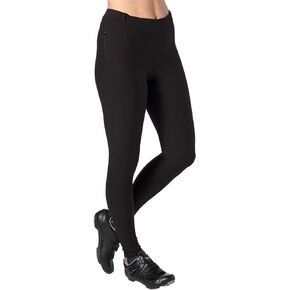 Terry Cycling Padded Bike Pants Womens Coolweather Tight Tall 31" Warm Fleece Leggings for Women with Padding Pocket