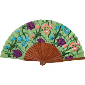 Tusitala Barcelona - Martina Hand Fan | Handcrafted Spanish Hand Fan | Cotton Fabric and Wood | Includes Protective Jute Cotton Bag | Authentic Gift | 23cm - 9". in Kuwait