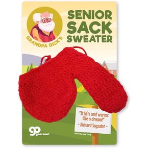 Senior Sack Sweater Red Knit Peter Heater for Men Retirement Gag Gift Over The Hill Funny Mens Grandpa Gear One Size Fits Most