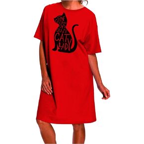 TooLoud One Cat Short Of A Crazy Cat Lady Adult Wear Around Short Sleeve Women's Night Shirt and Dress