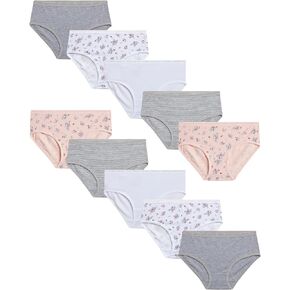 Laura Ashley Girls Underwear Briefs - 10 Pack Soft Comfort Stretch Breathable Cotton Underwear Panties for Girls (Sizes:4-12)