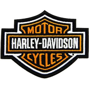 Harley-Davidson 4 inch Embroidered Orange Bar & Shield Logo Emblem Sew-On Patch