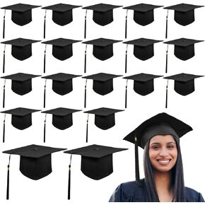 20 Pcs Graduation Hat Black Graduation Cap with Tassel Elastic Brim Unisex Matte Adjustable Adult Graduation Hat for Men Women 2023 Bachelor Master High School College Ceremony in Saudi Arabia