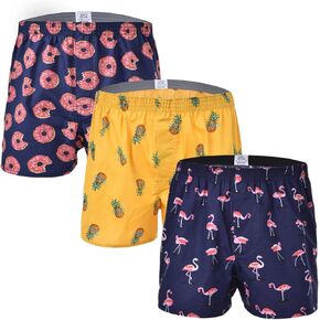 CINVIK Mens Boxer Shorts Funny Boxers Sleep Short Plaid Cotton Loose Woven Boxers for Men Small Medium Large