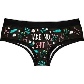 Crazy Dog T-Shirts Take No Shit Give No F*cks Womens Panties Funny Floral Middle Finger Sarcastic Novelty Underwear