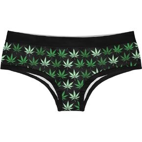 Crazy Dog T-Shirts Pot Leaves Womens Panties Funny 420 Weed Graphic Underwear Bikini Brief Cute